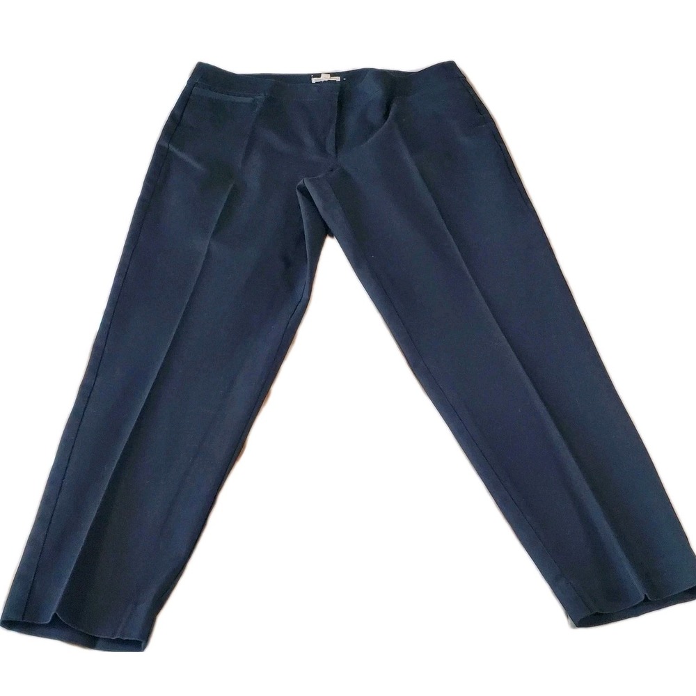 Eileen Fisher Women's cotton black pants Hi Rise Tapered Zip Some‎ Stretch Sz 14